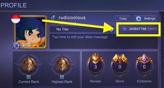 Panduan menemukan User ID Mobile Legends