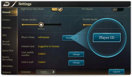 Panduan menemukan User ID Arena Of Valor